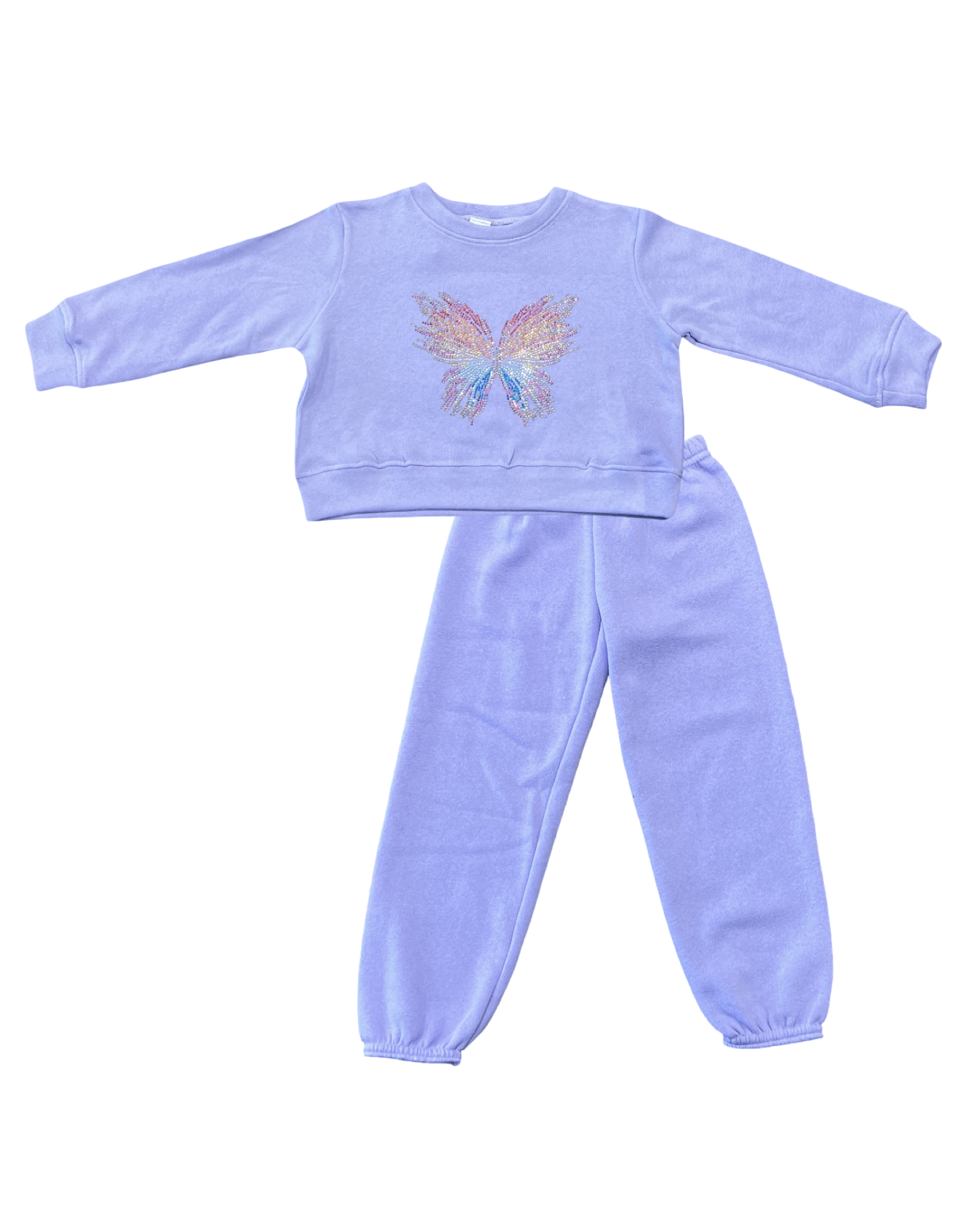 Girls Violet Butterfly Pullover Sweatshirt