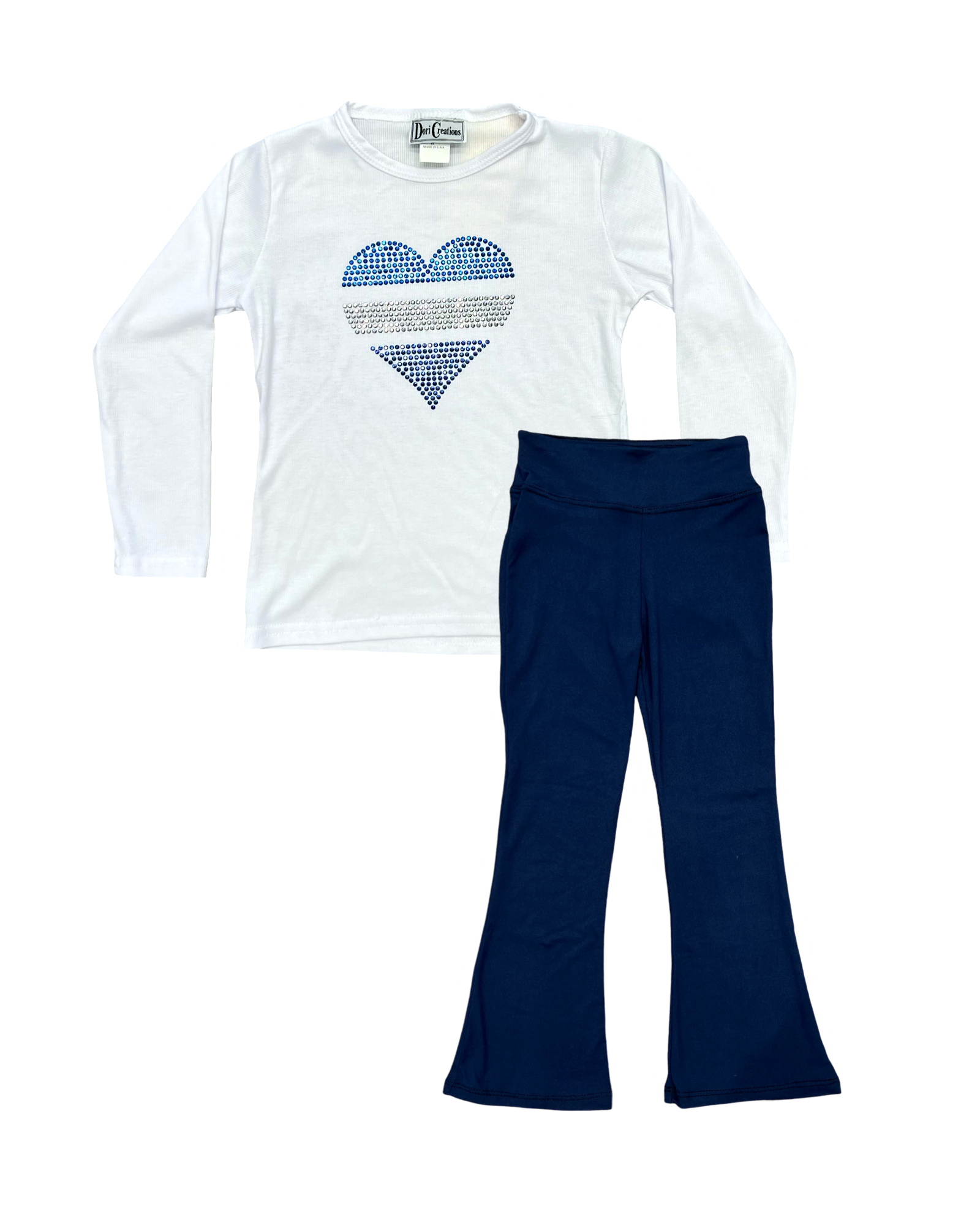 Girls Navy Brushed Flare Leggings
