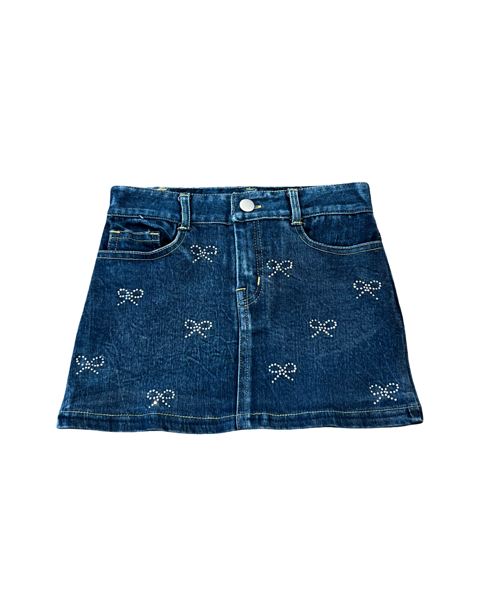 Girls Denim Crystal Bow Skirt