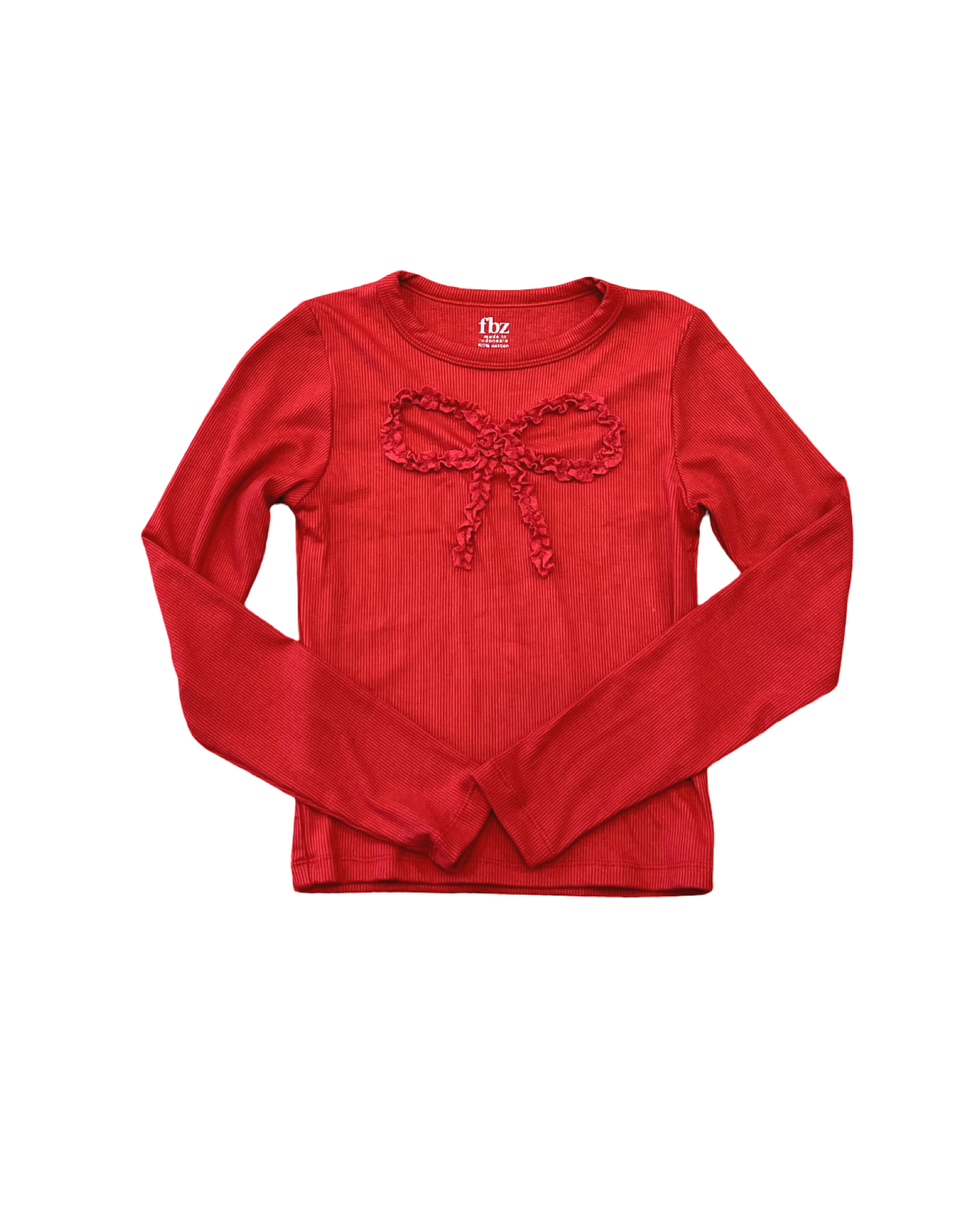 Girls Red with Bow Long Sleeve Tee