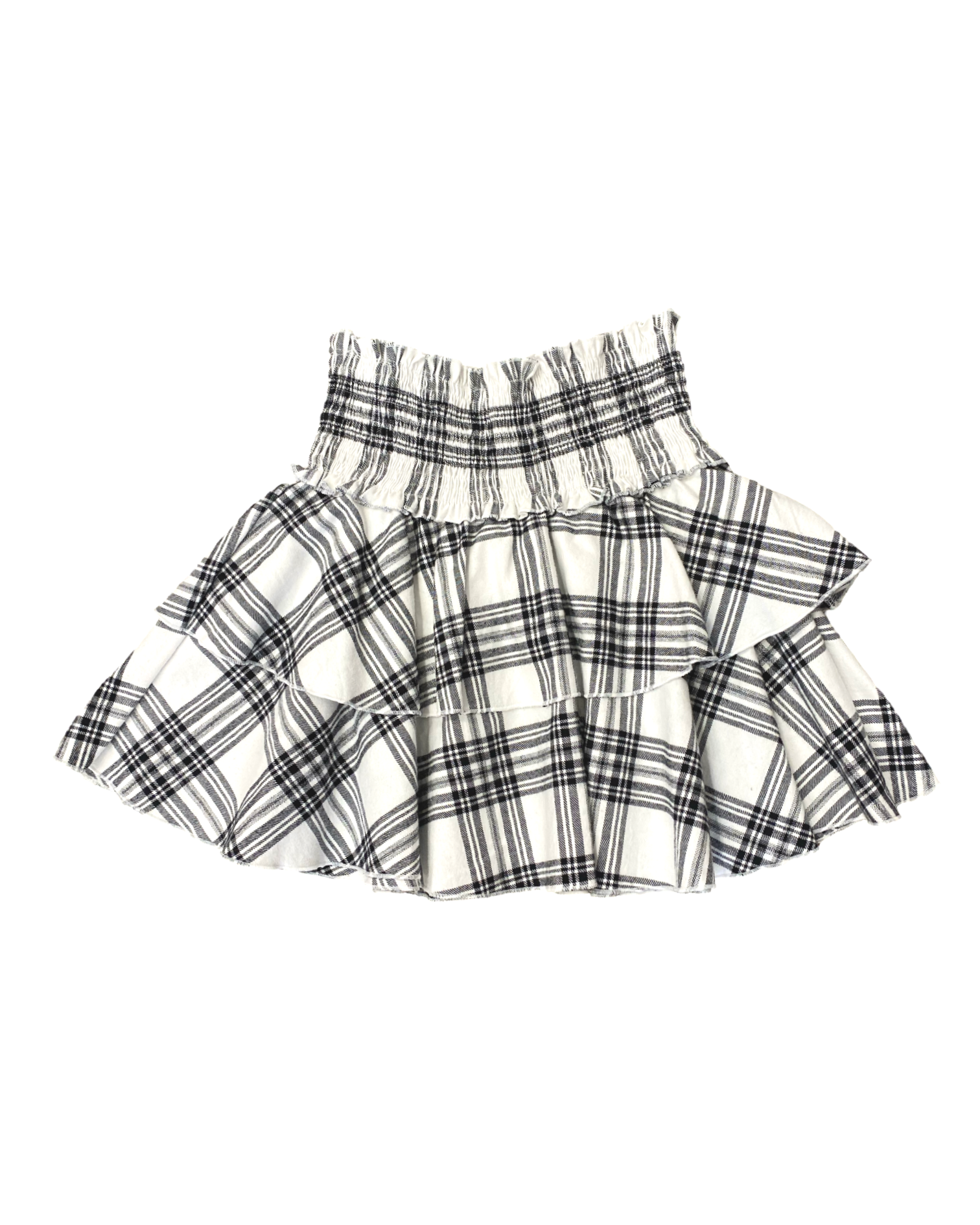 Black and White Plaid Ruffle Skirt