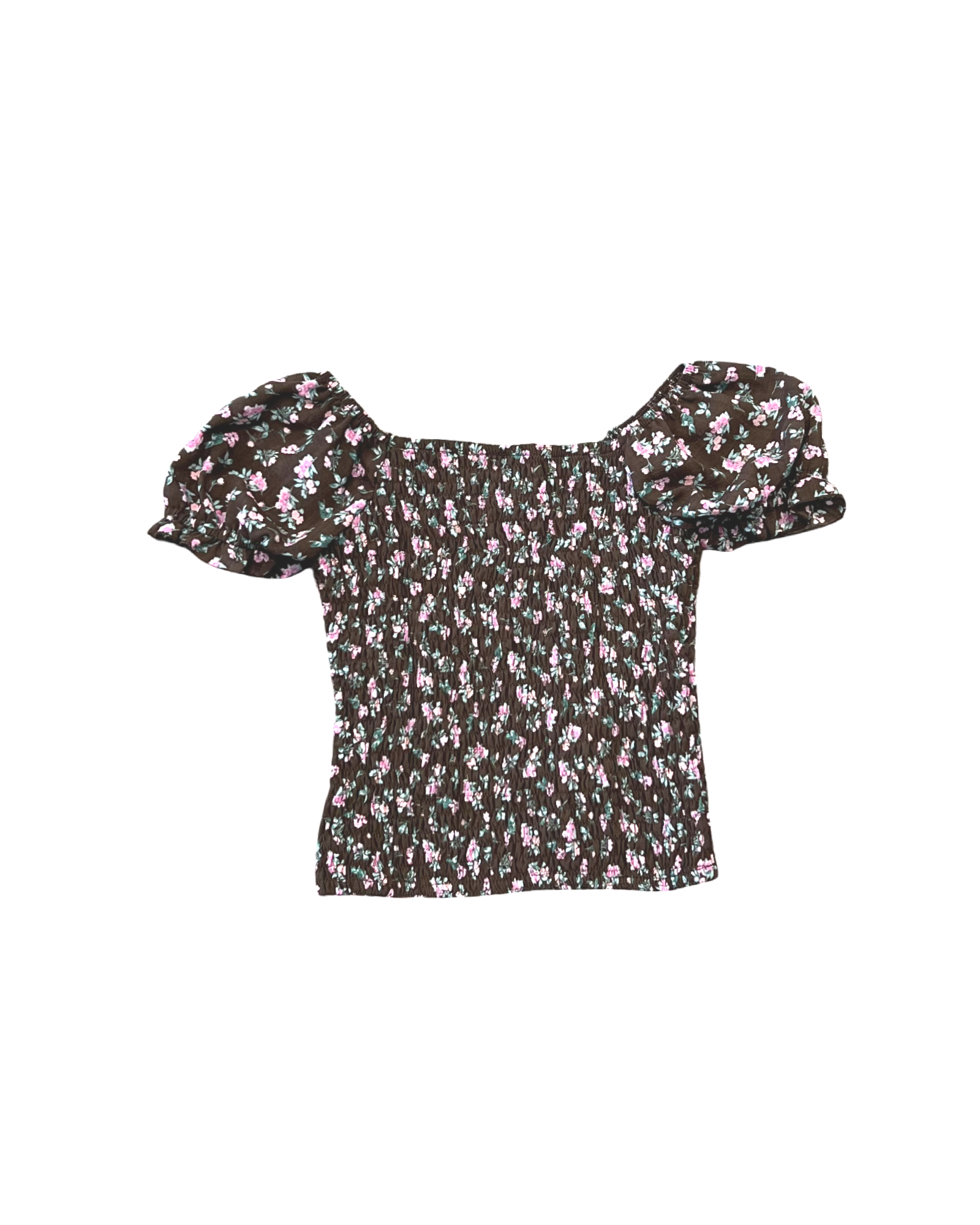 Girls Floral Puff Sleeve Top