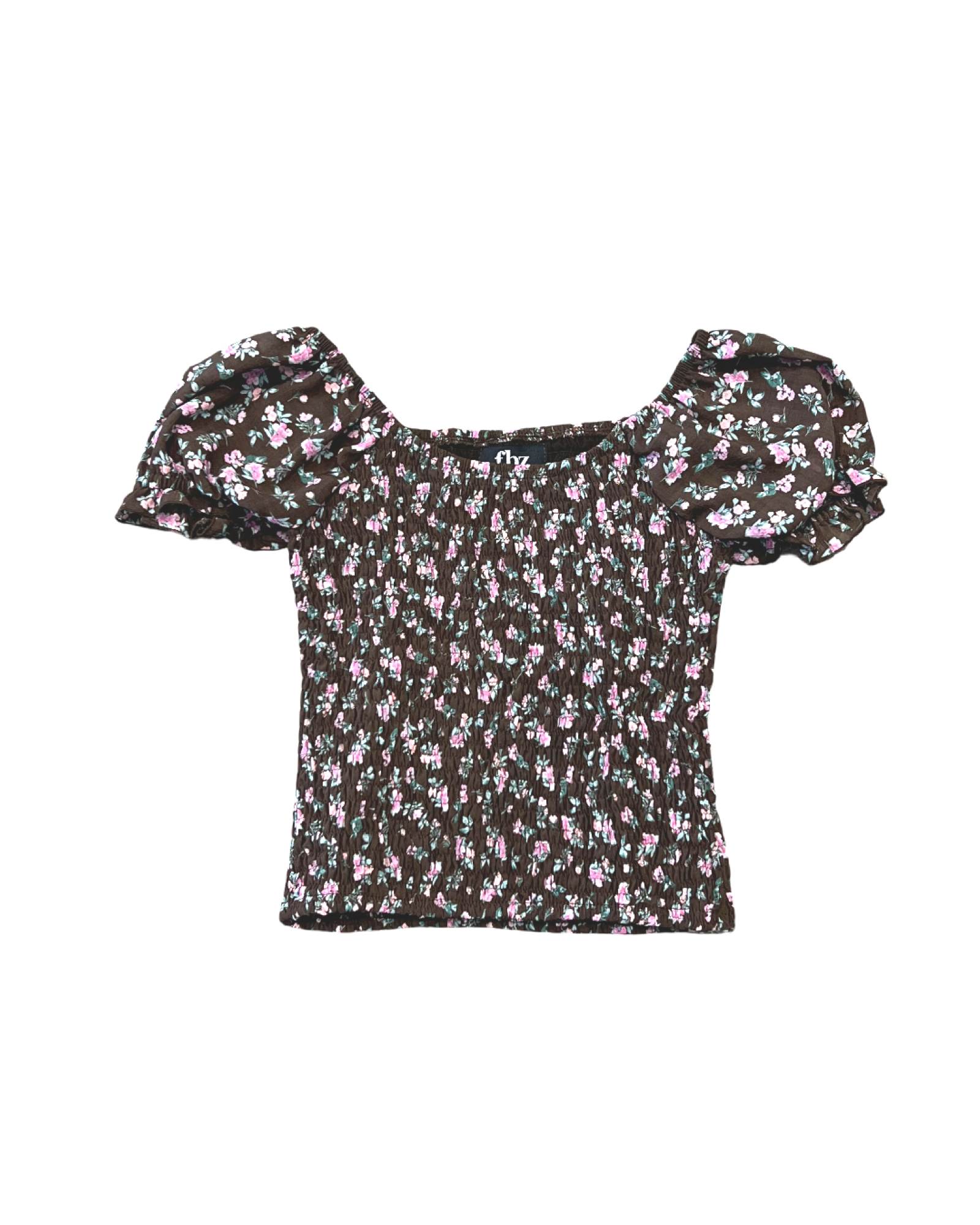 Girls Floral Puff Sleeve Top