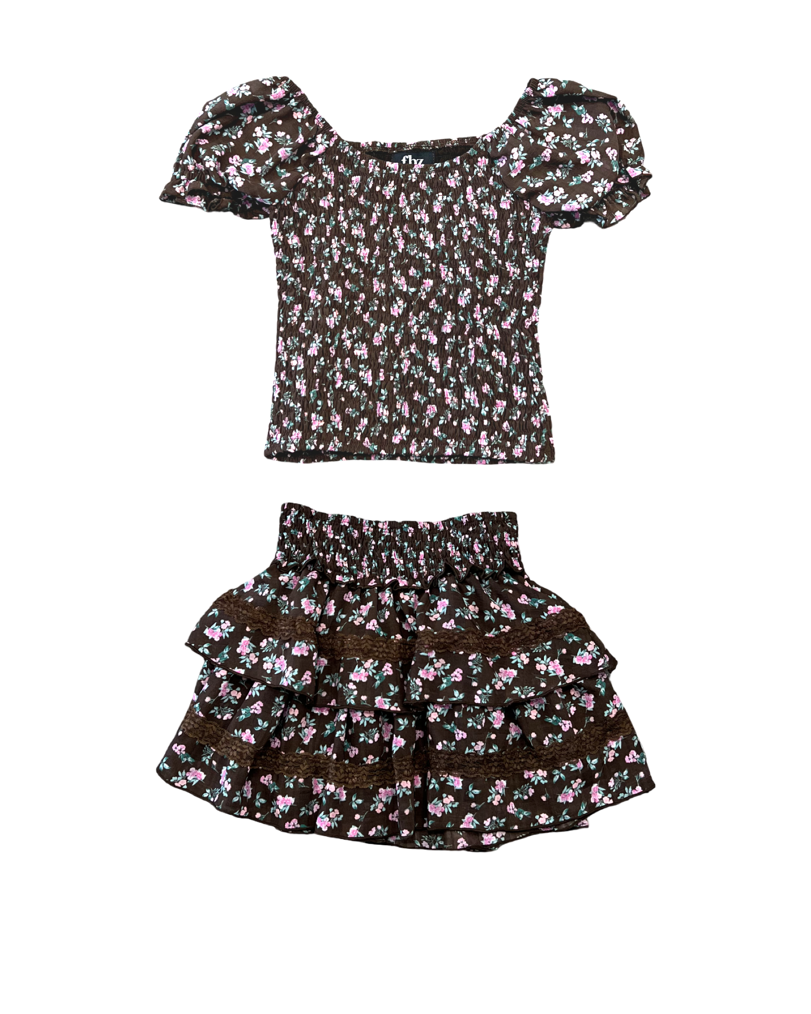Girls Floral Ruffle Skirt
