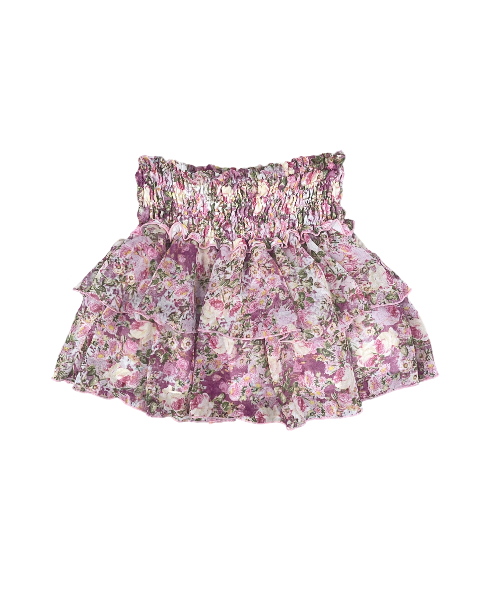 Pink Floral Ruffle Skirt
