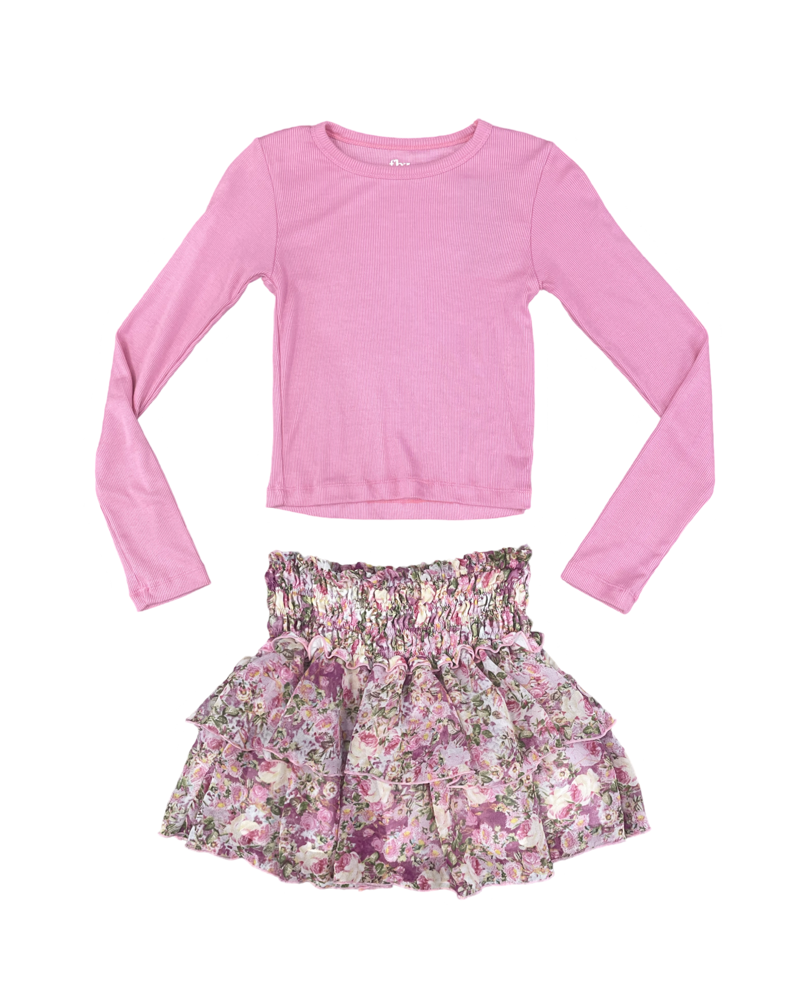Pink Floral Ruffle Skirt