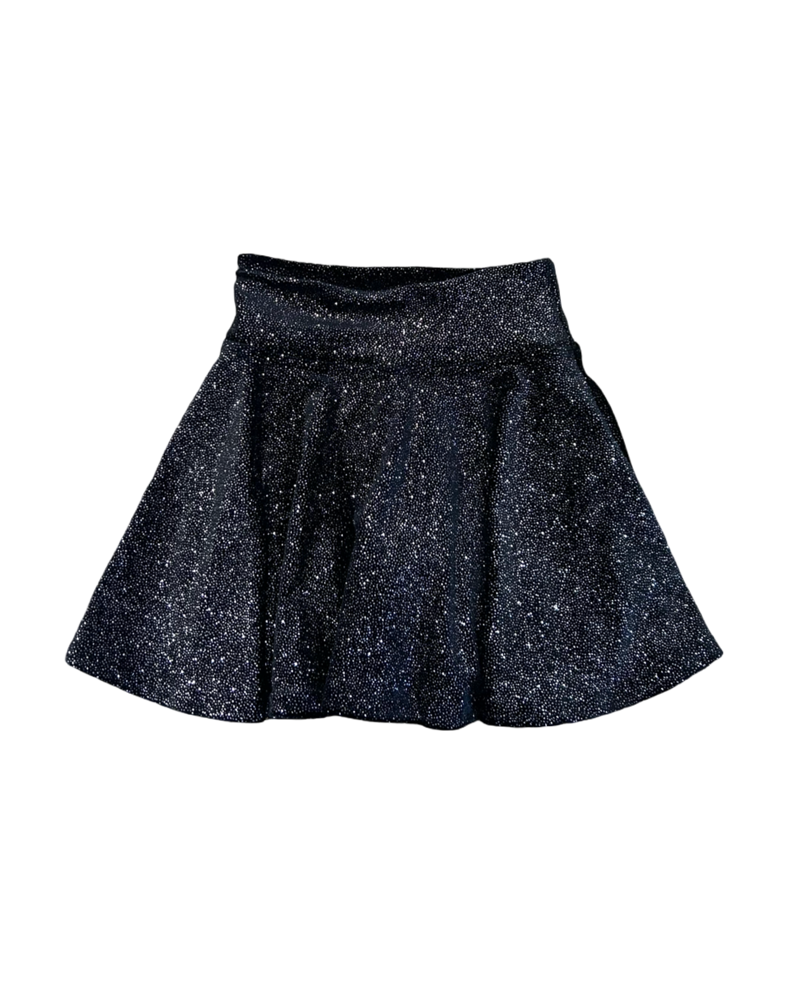Girls Black Glitter Velvet Skort