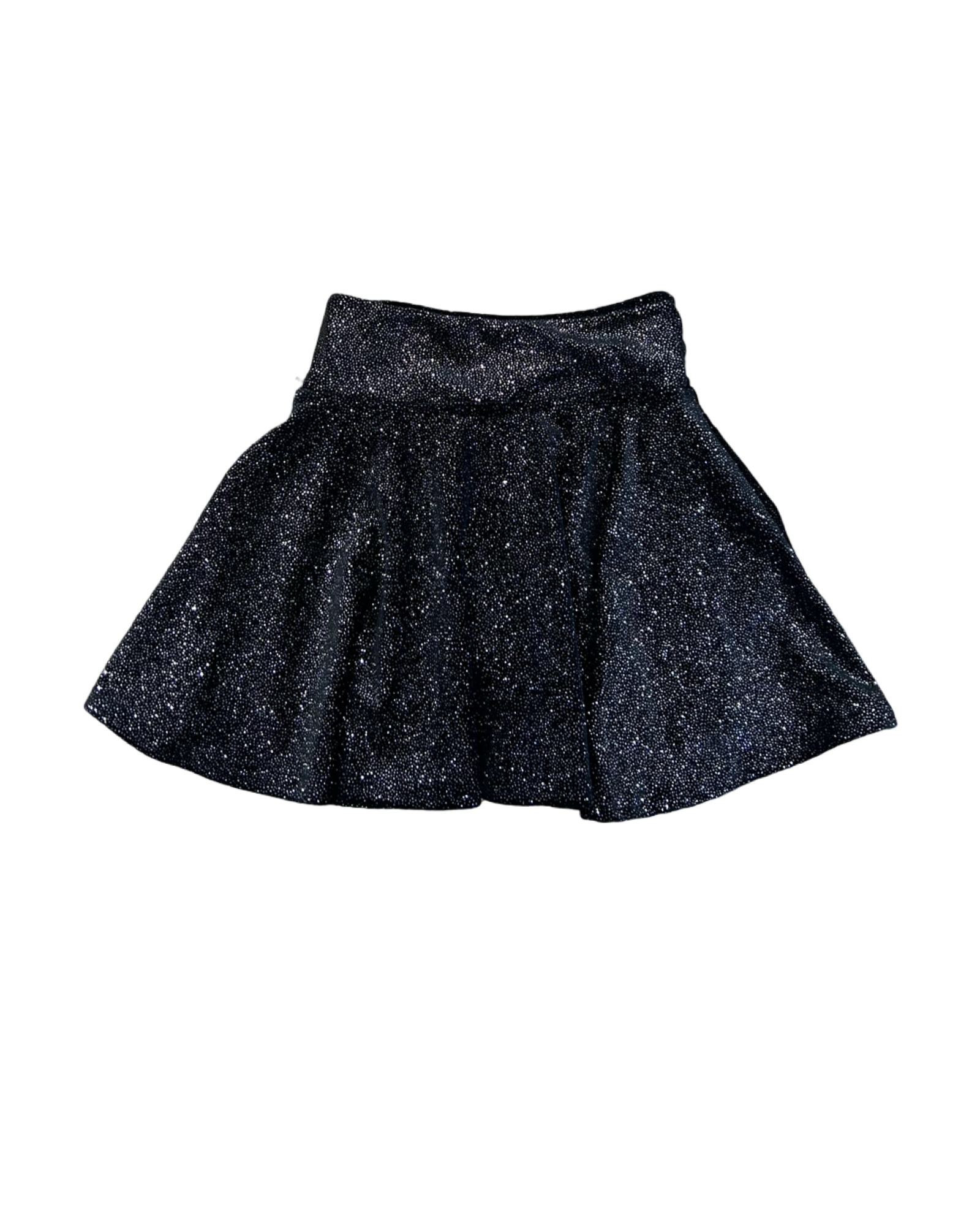 Girls Black Glitter Velvet Skort