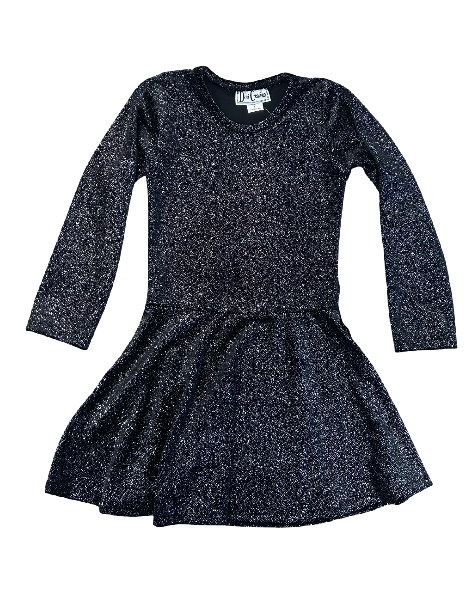 Girls Black Glitter Velvet Dress