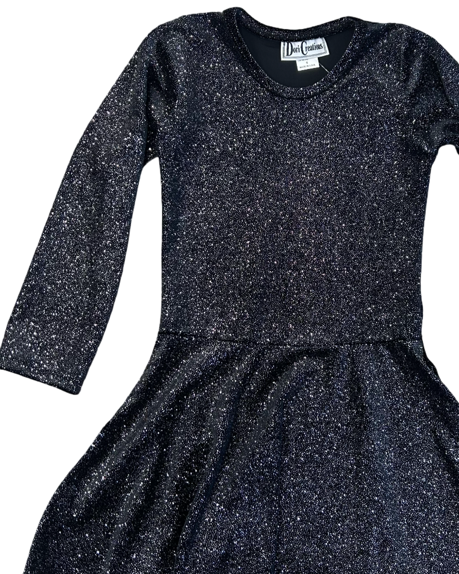 Girls Black Glitter Velvet Dress
