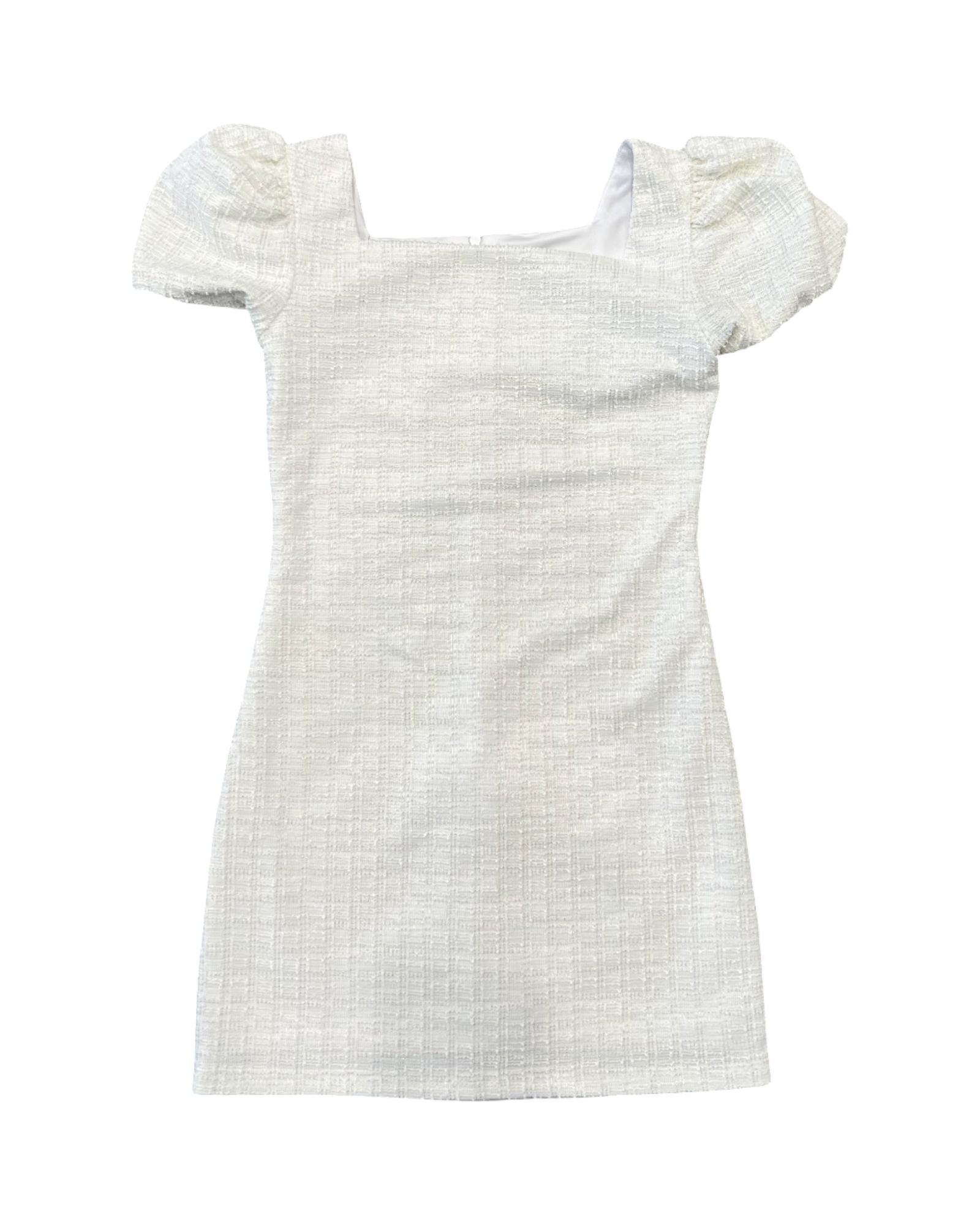 Girls & Juniors White/Silver Puff Sleeve Dress