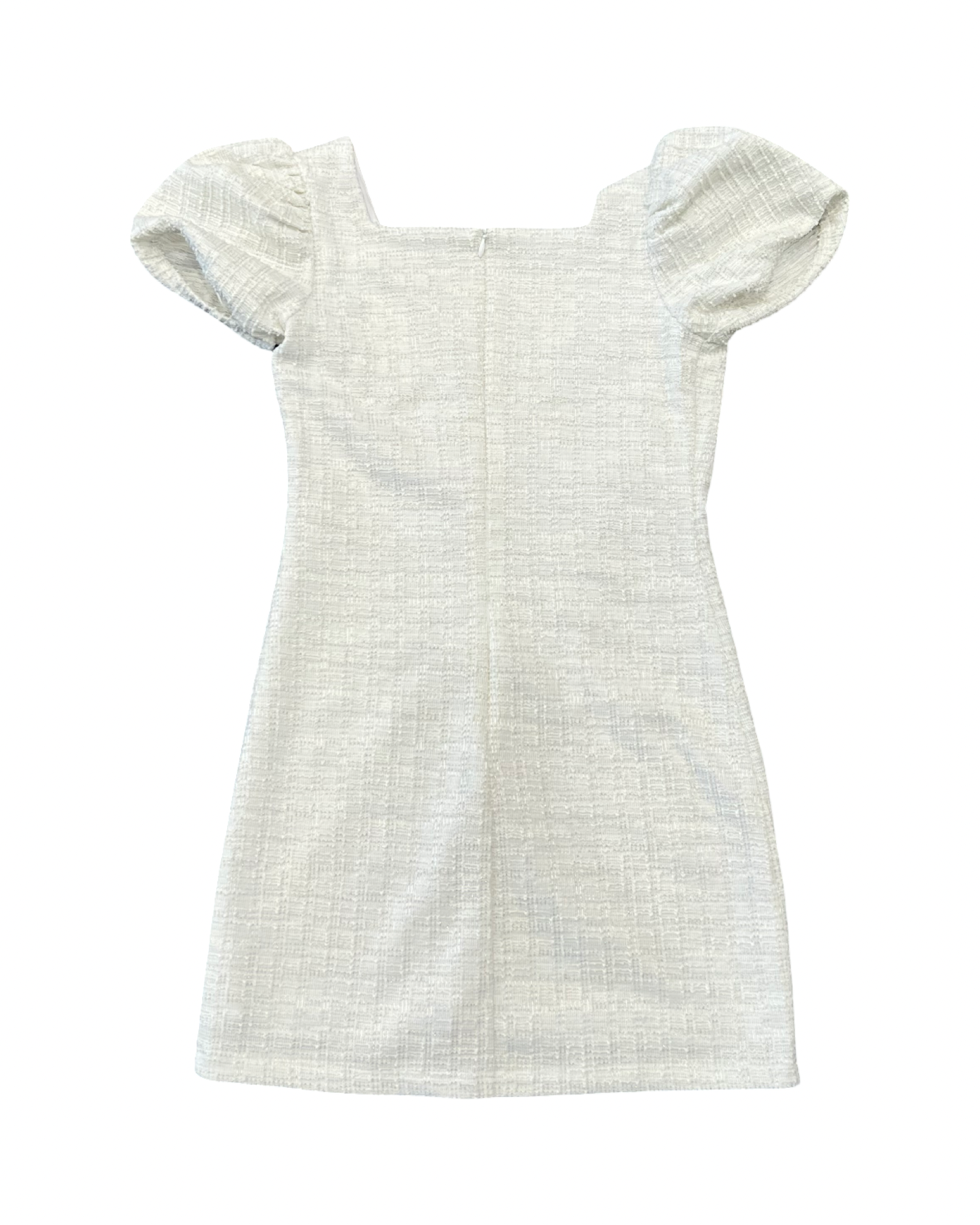 Girls & Juniors White/Silver Puff Sleeve Dress