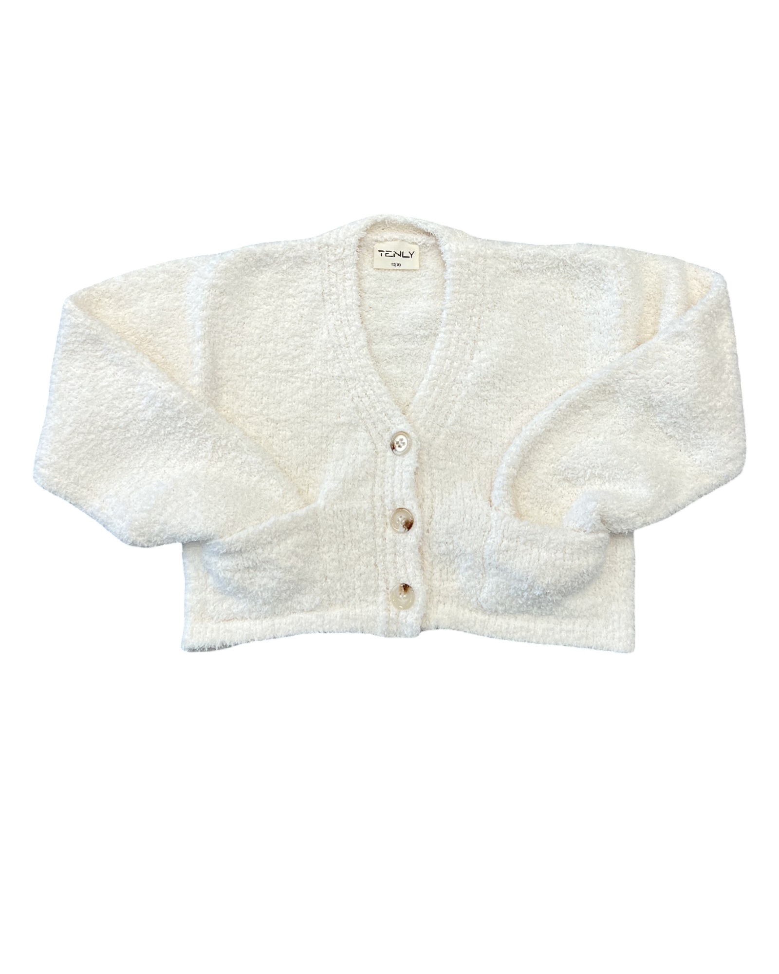 Girls Ecru Sherpa Crop Top
