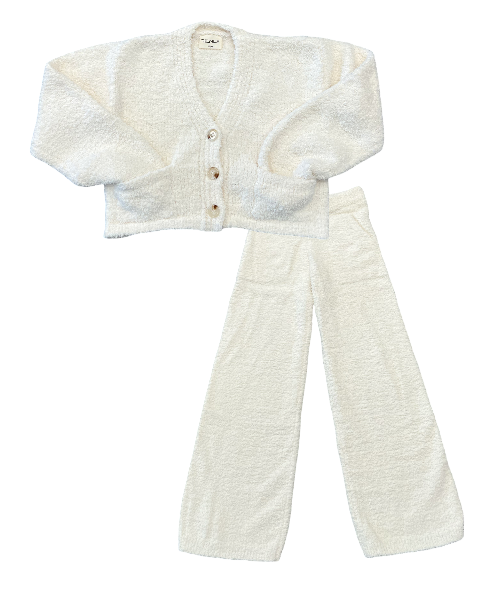 Girls Ecru Sherpa Crop Top
