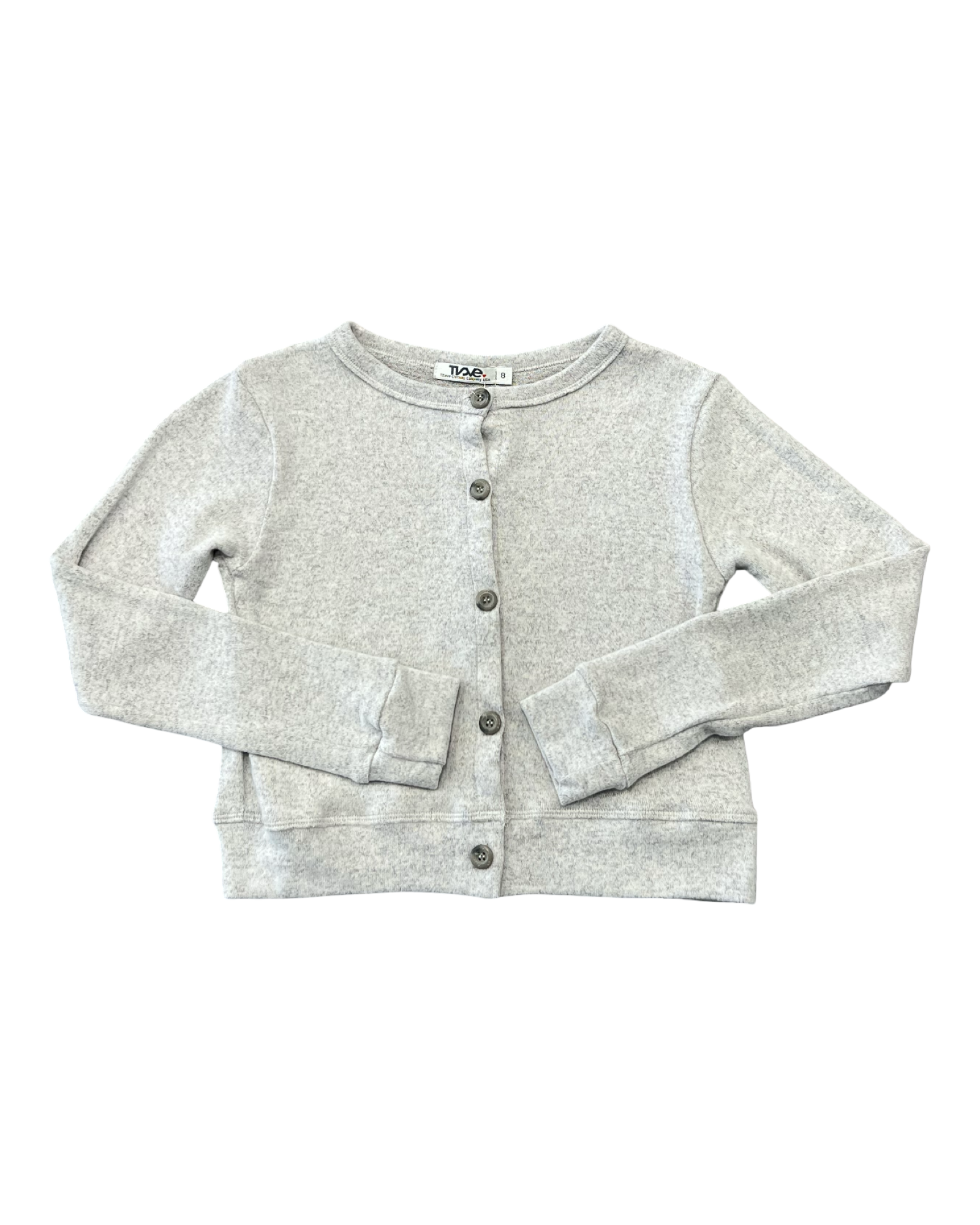 Girls Grey Reverse Fabric Cardigan
