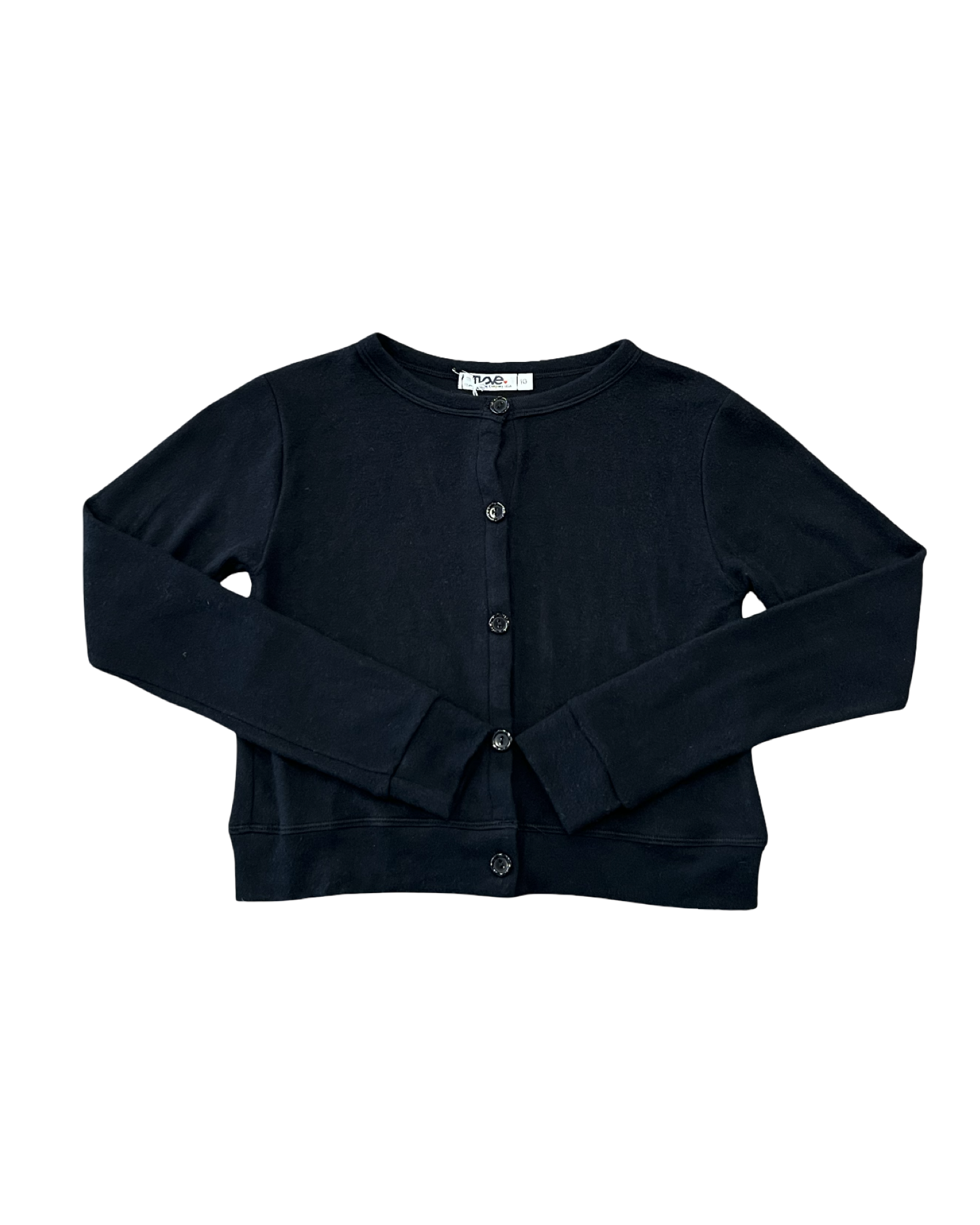 Girls Black Reverse Fabric Cardigan