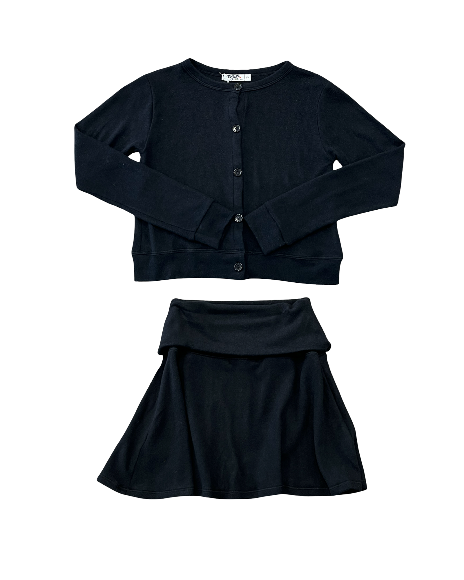 Girls Black Reverse Fabric Cardigan