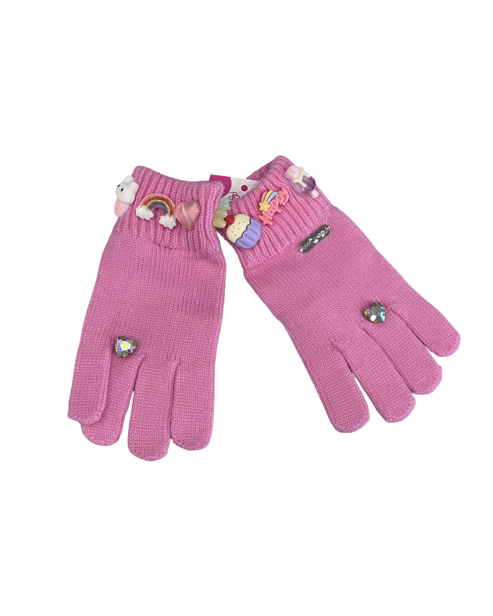 Girls Pink Charm Gloves