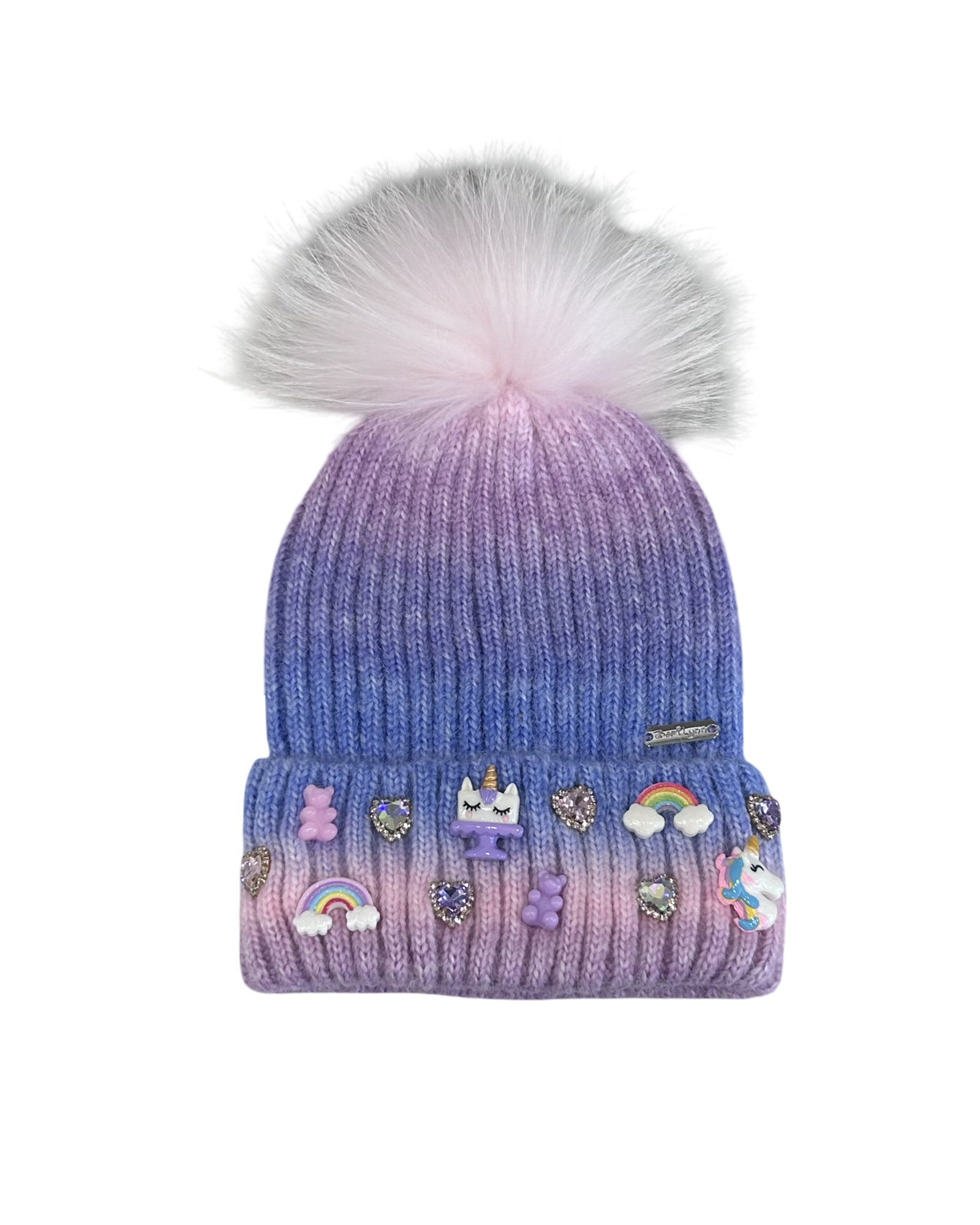 Girls Ombre Charm Pom Pom Hat