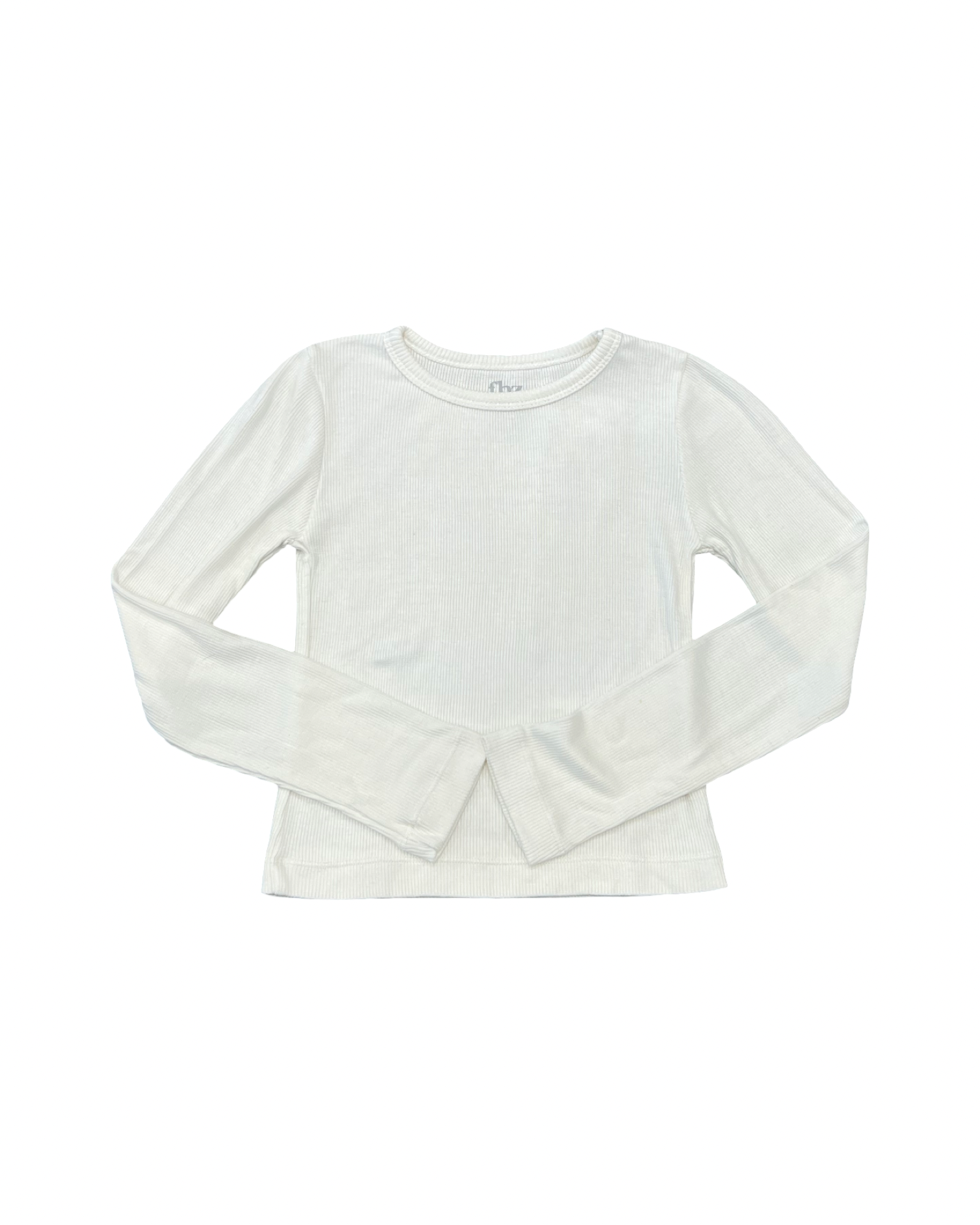 Girls Solid Ribbed Long Sleeve Tee