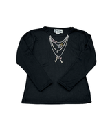 Girls Studded Necklace Adorned Long Sleeve Top