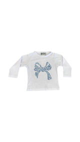 Girls Blue Stone Bow Top