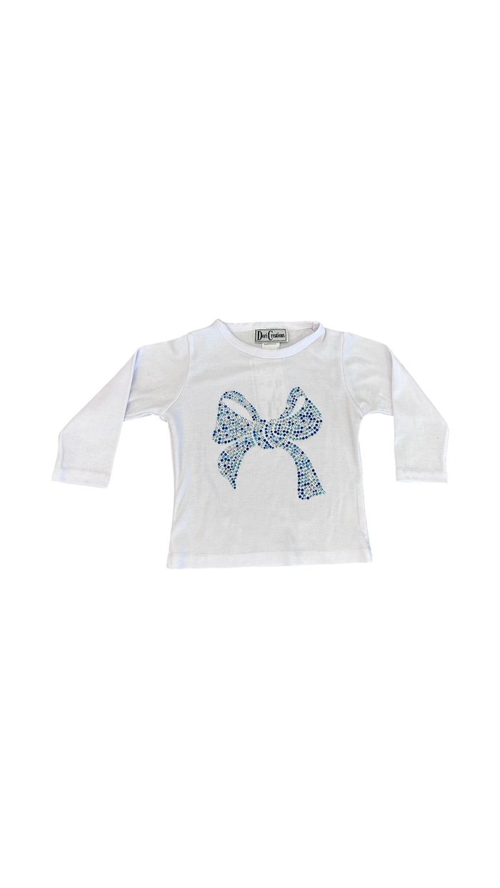 Girls Blue Stone Bow Top