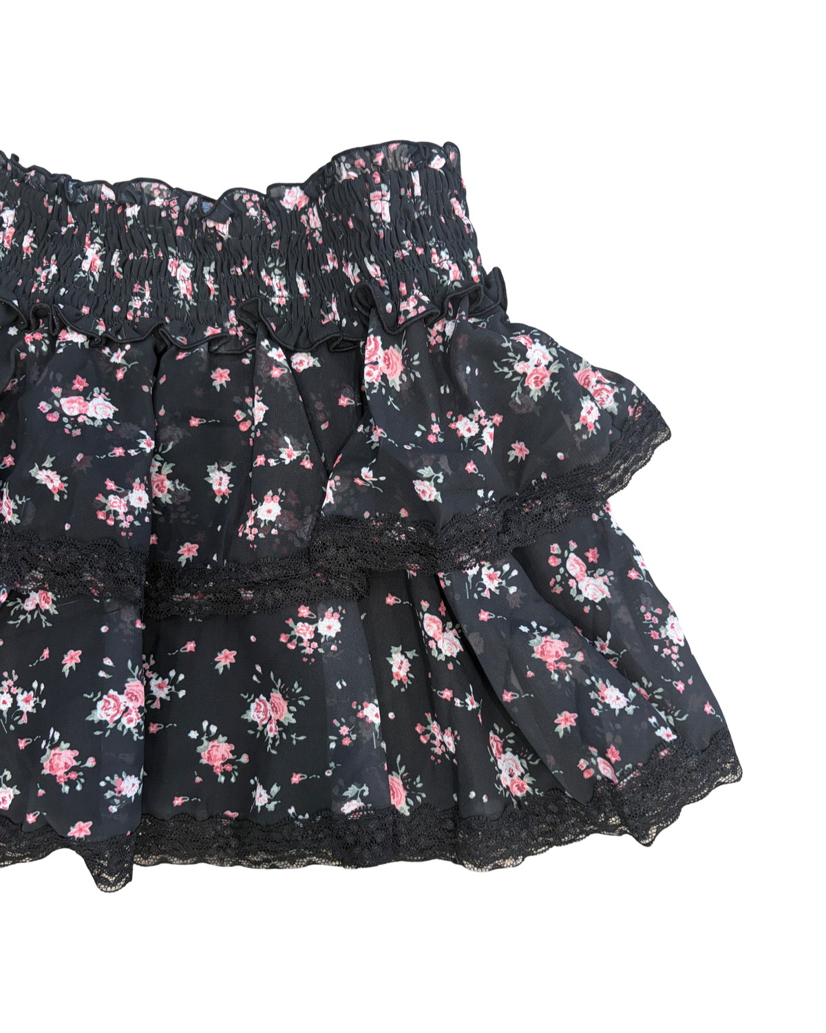 Girls Floral Lace Ruffle Skirt