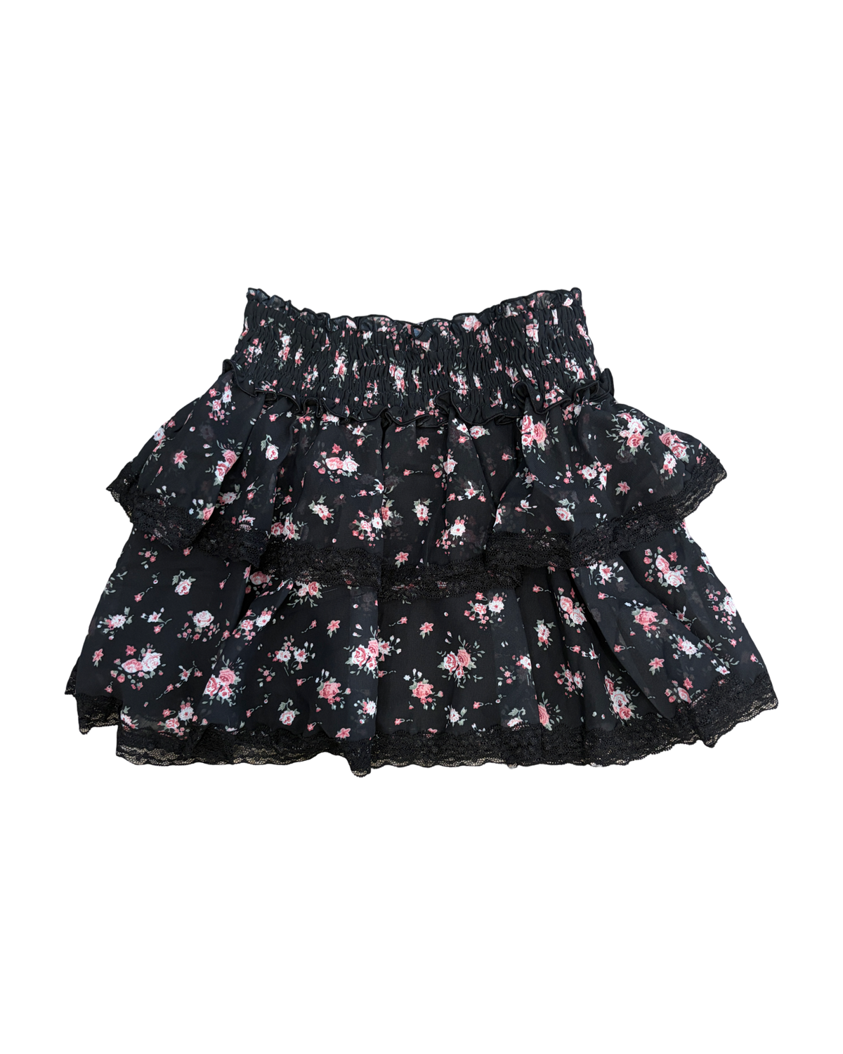 Girls Floral Lace Ruffle Skirt