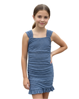 Girls Glitter Ruched Tank Dress