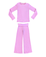 Girls Pink Hacci Foldover Pants