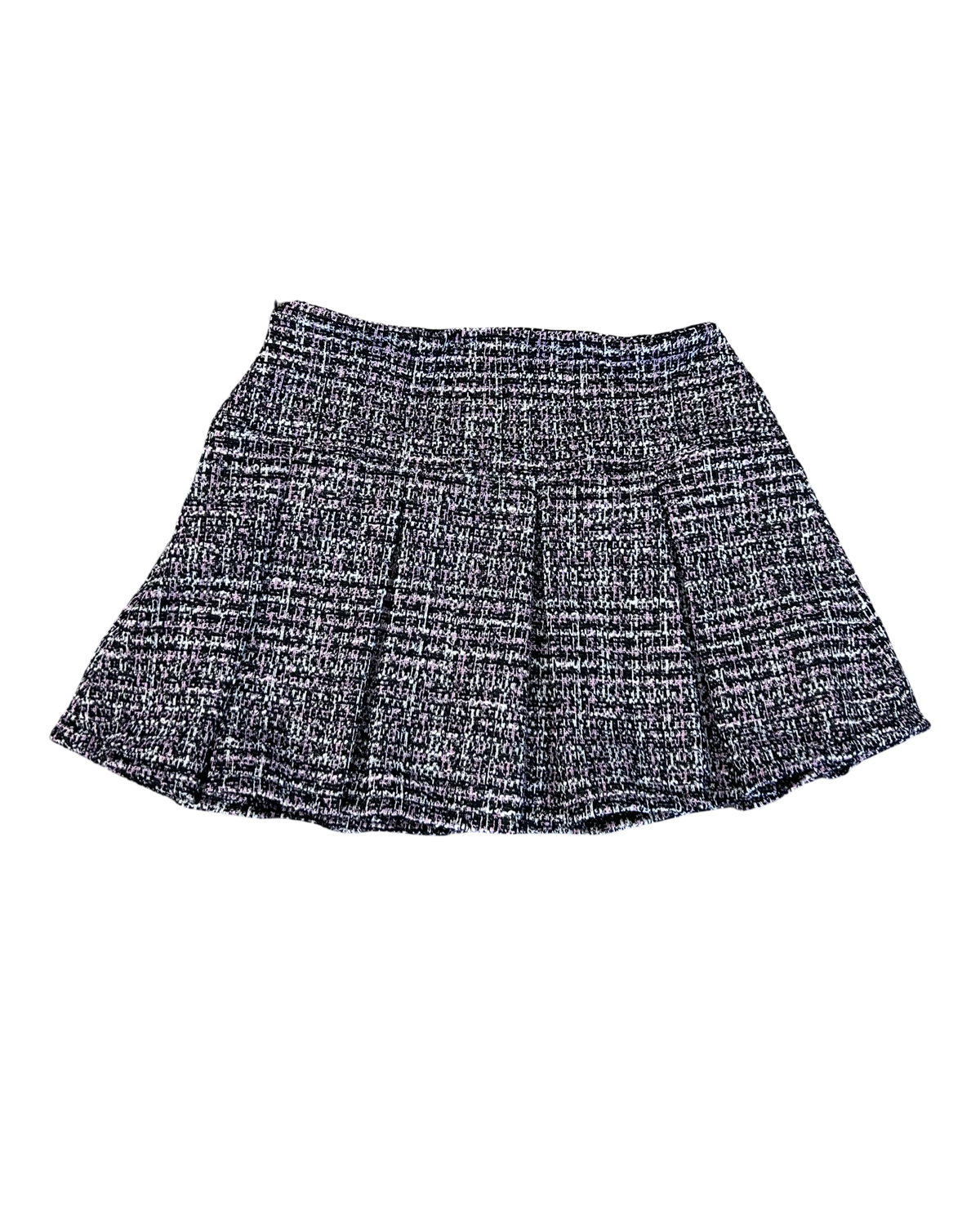Girls Black & Pink Tweed Pleated Skirt