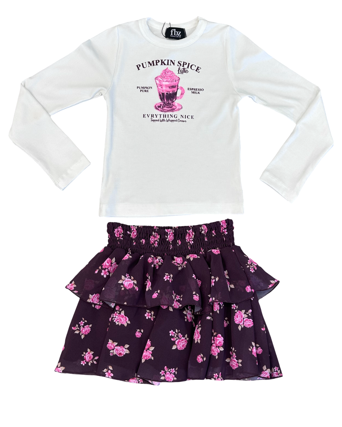 Girls Floral Ruffle Skirt