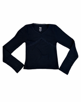 Girls Ribbed Lace Trim Long Sleeve Tee