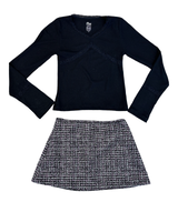 Girls Black & Pink Tweed Skirt