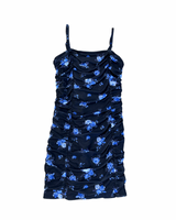 Girls Navy Floral Ruched Dress