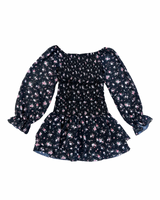 Girls Floral Smocked Long Sleeve Dress