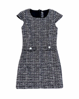 Girls Black & Pink Tweed Dress