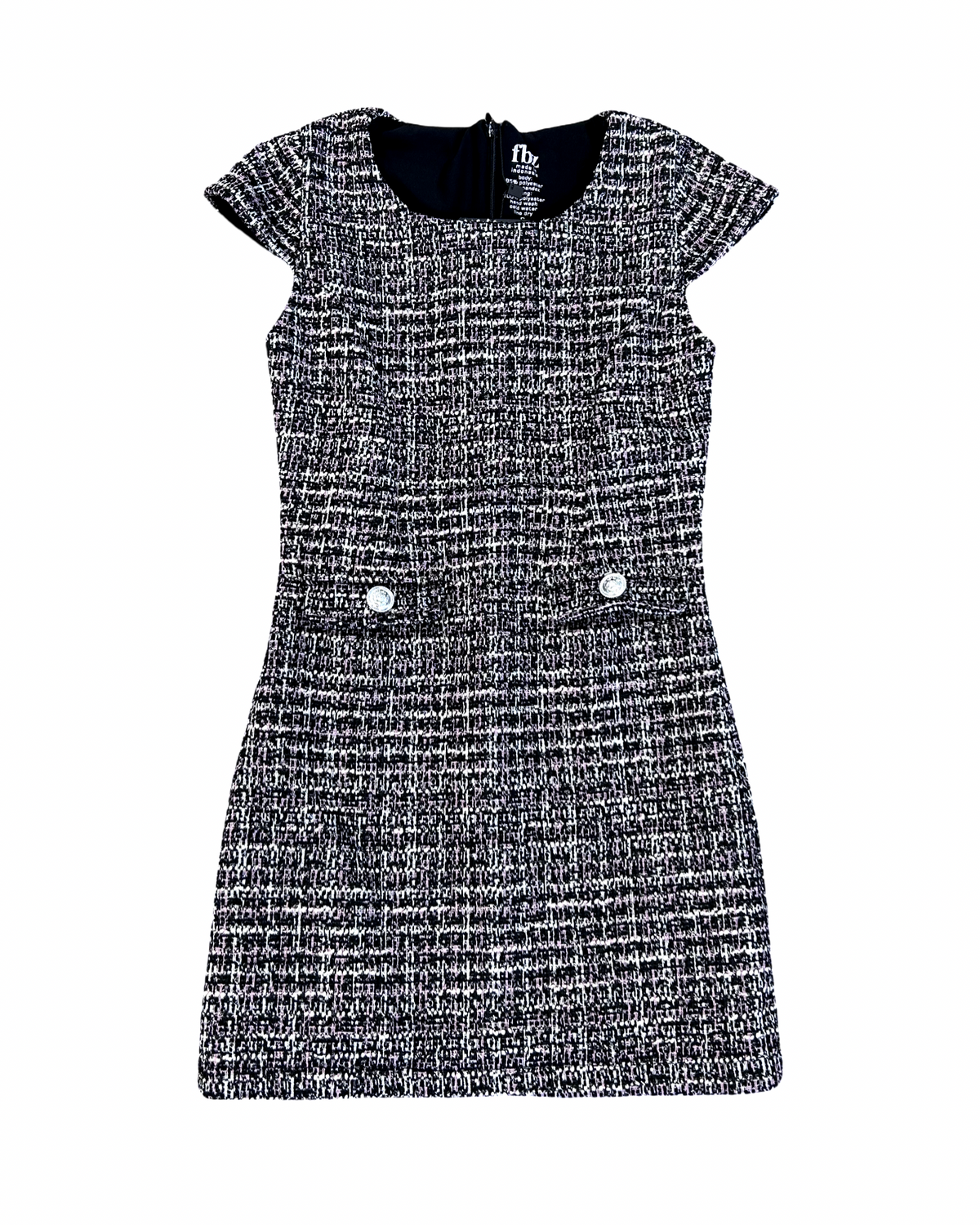 Girls Black & Pink Tweed Dress