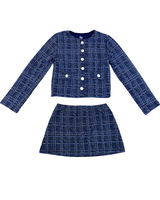 Girls Blue Tweed Skirt