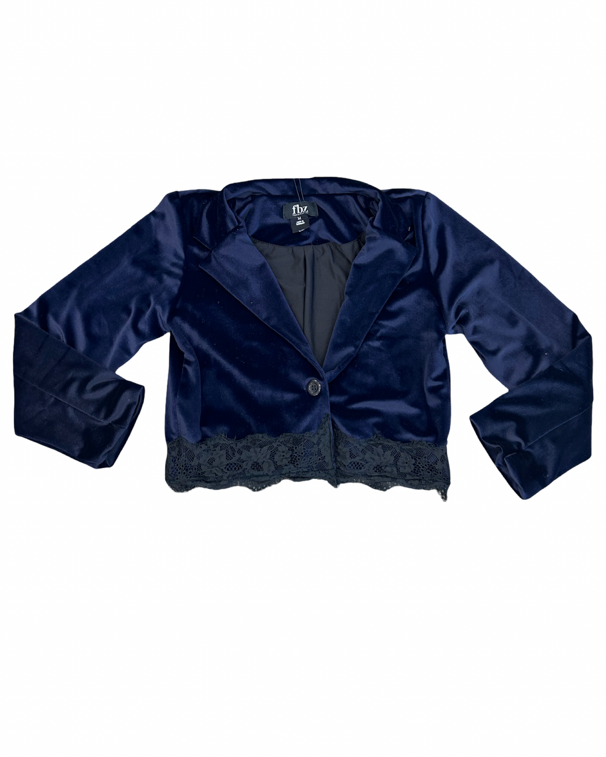 Girls Navy Velvet Jacket