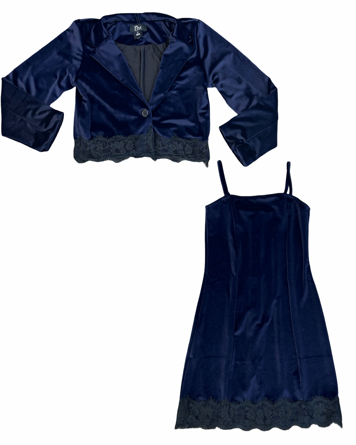 Girls Navy Velvet Jacket
