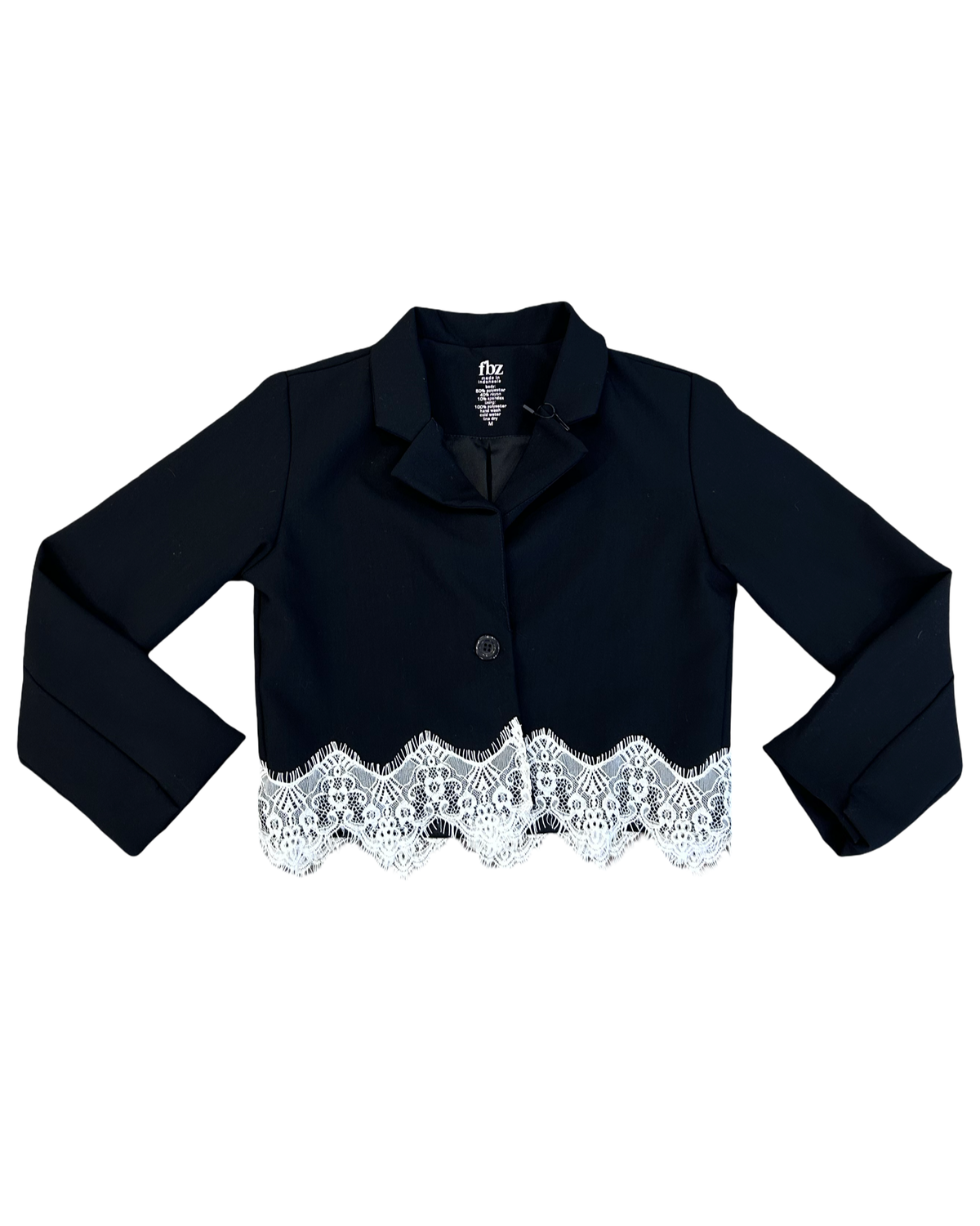 Girls Black Lace Trim Jacket