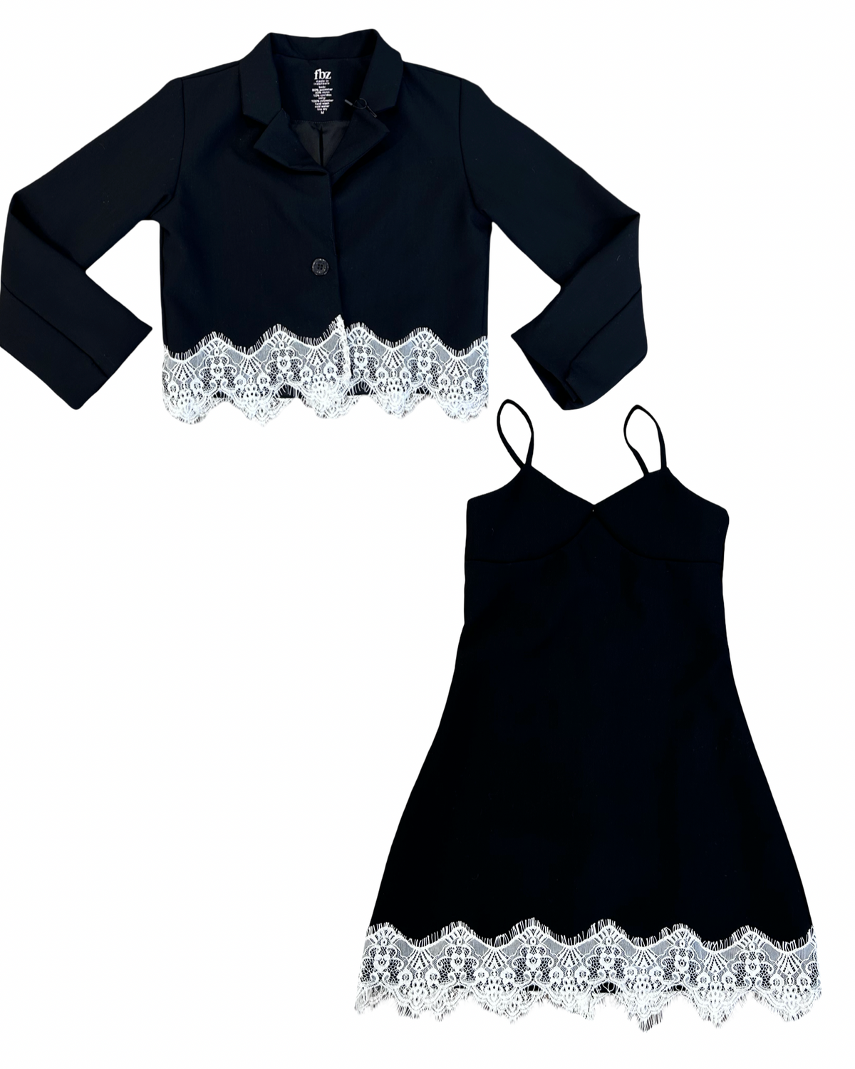 Girls Black Lace Trim Jacket