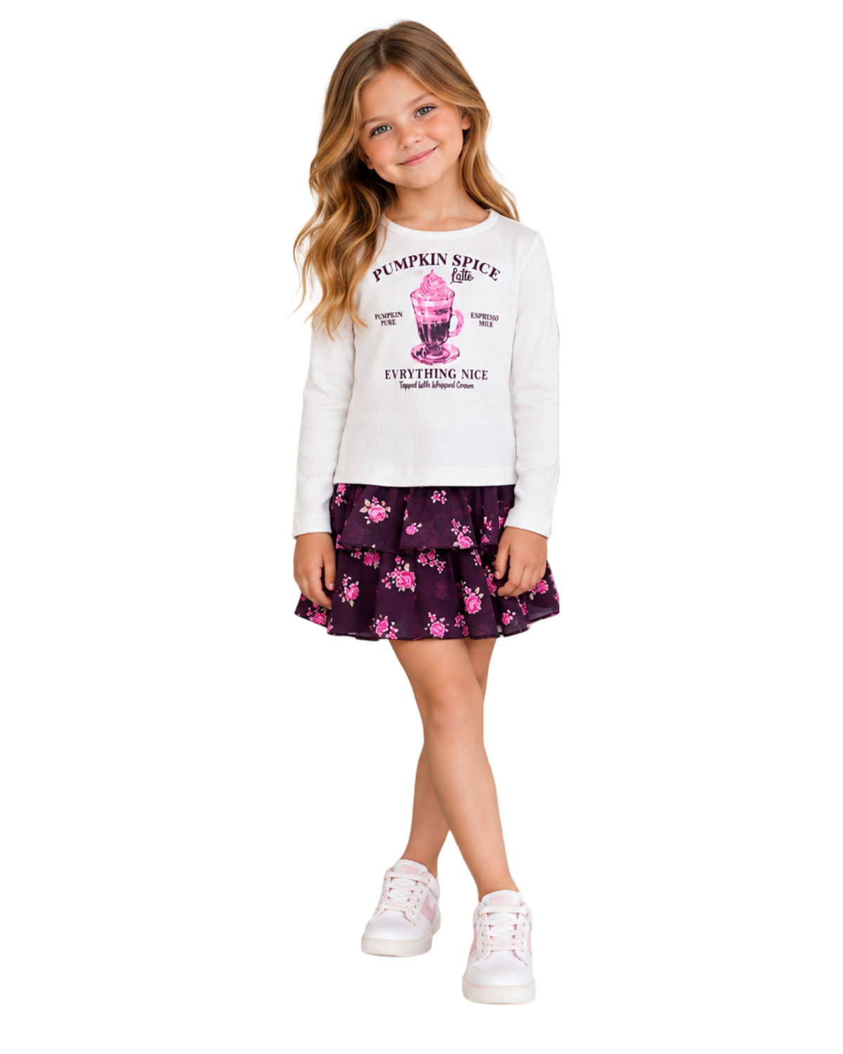 Girls Pumpkin Spice Long Sleeve Tee