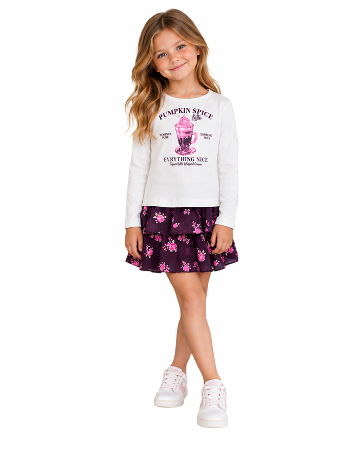 Girls Pumpkin Spice Long Sleeve Tee