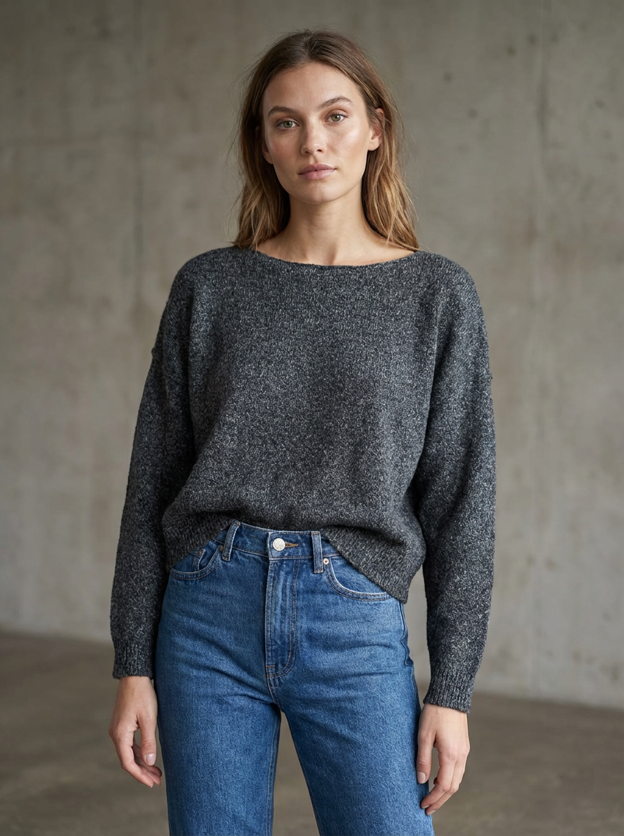 Melange Boxy Pullover Sweater