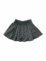 Girls Charcoal Black Velvet Bows Soft Pleated Skirt