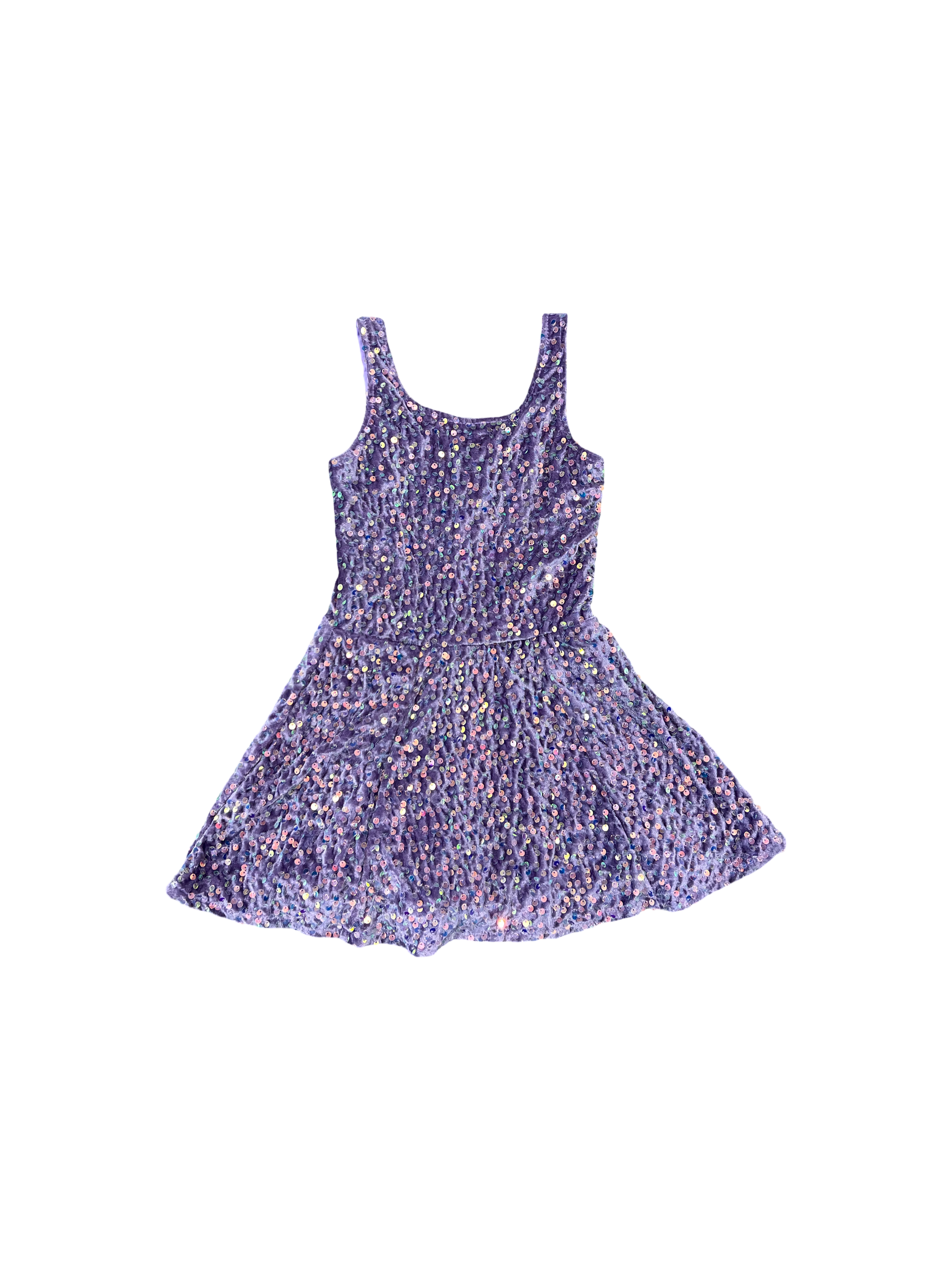 Purple Velvet Sequin Skater Dress