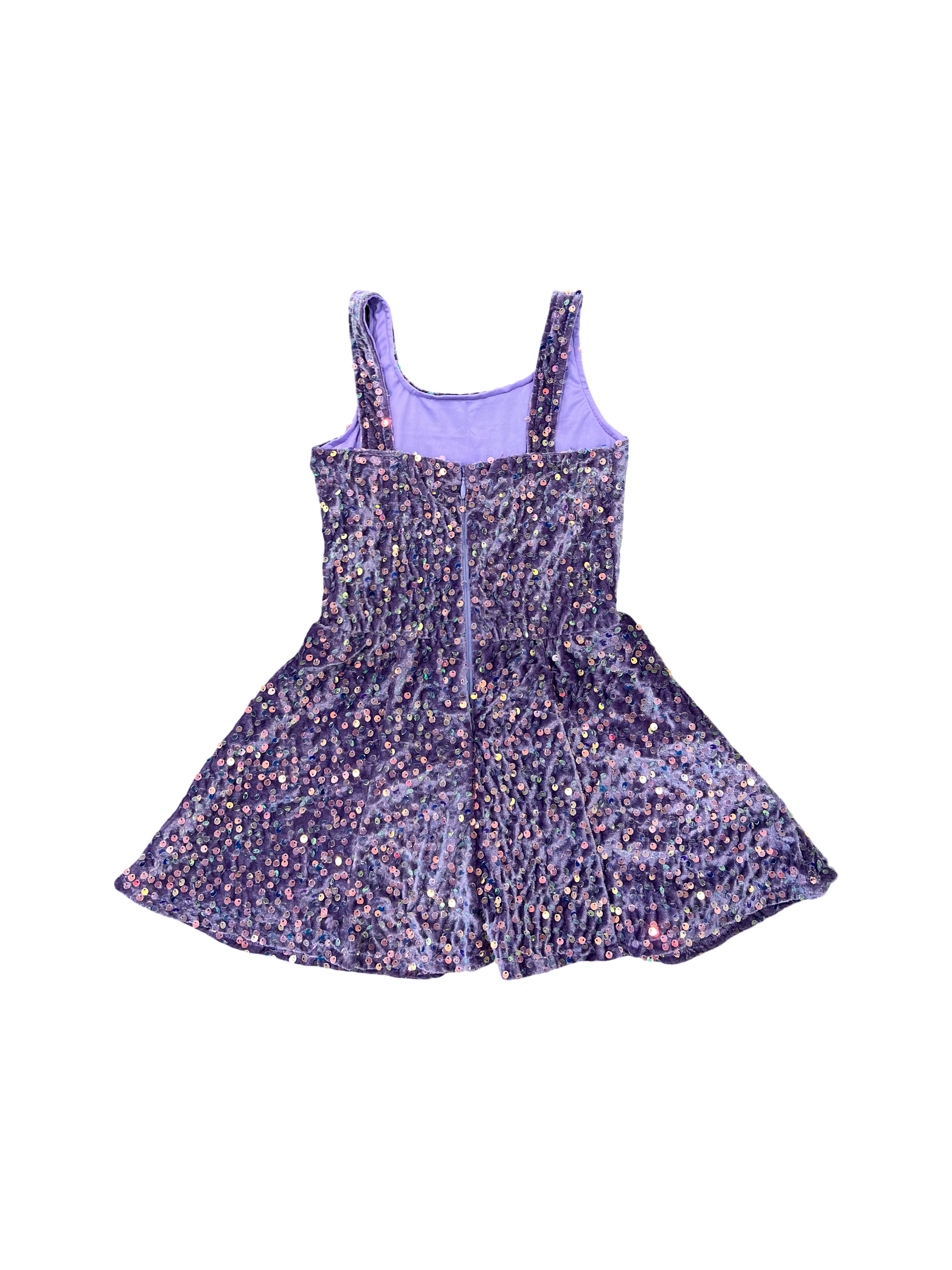Purple Velvet Sequin Skater Dress